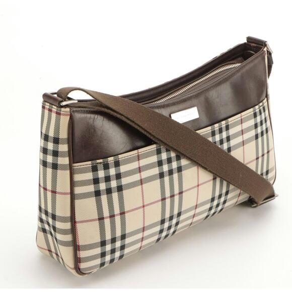 Burberry Nova Check Canvas & Brown Leather Shoulder Bag – Classic Plaid, Italy - Picture 2 of 5